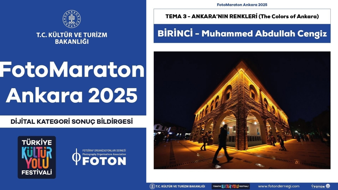FotoMaraton Ankara 2025 TEMA-3 Ankara'nın Renkleri Kategorisinde Halk Eğitim Merkezi  Kurum Müdürü  Muhammed Abdullah Cengiz Birinci Oldu 